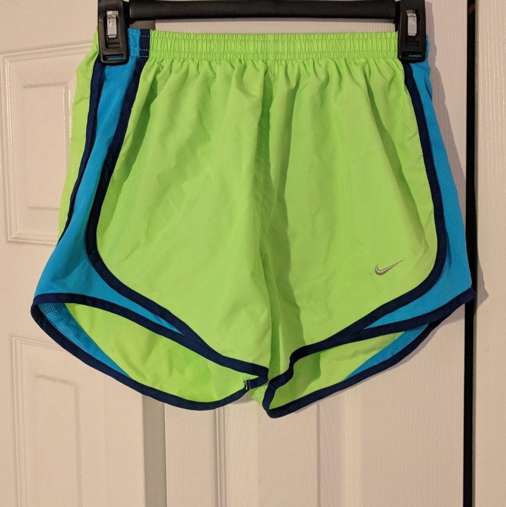 Nike Dri-fit shorts lime green and blue